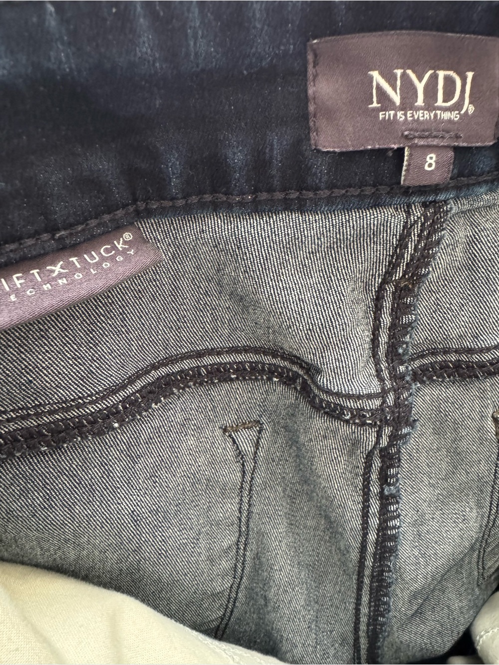 NYDJ Teresa Trouser Jeans in Burbank Wash Dark Blue Lift Tuck Technology Denim - Picture 9 of 11
